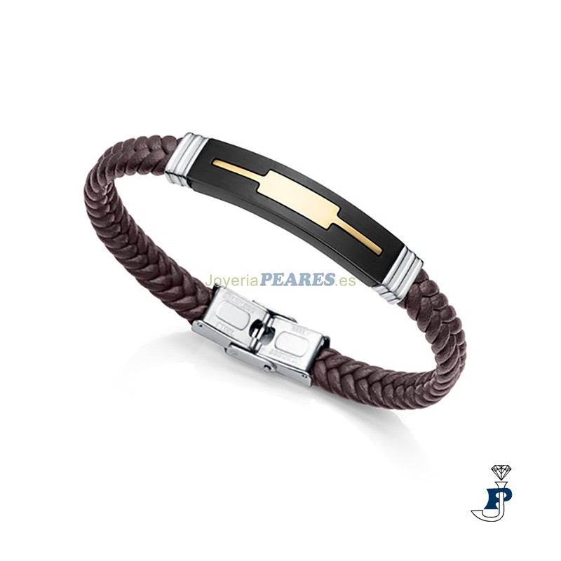 Pulsera de VICEROY fabircada en acero  y cuero, para hombre. - 1480P01011