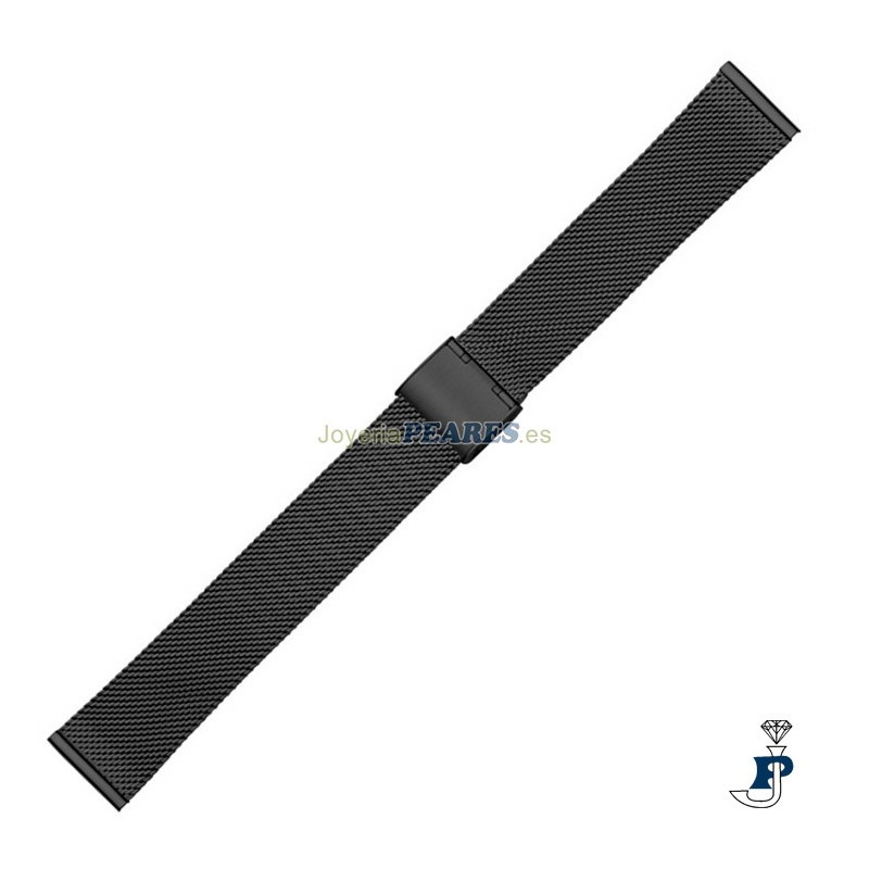 Correa malla Milanesa de acero pavonado negro para reloj. - 15.2857-18
