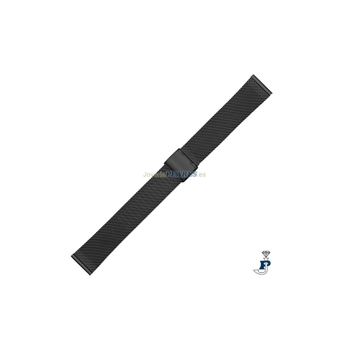 Correa malla Milanesa de acero pavonado negro para reloj. - 15.2857-20