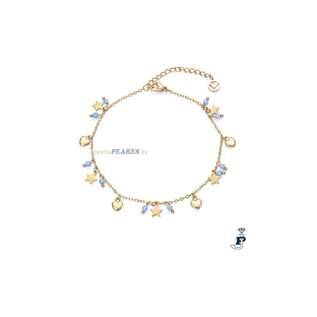 Tobillera de VICEROY fabricada en acero con baño de Oro. - 14170T01013