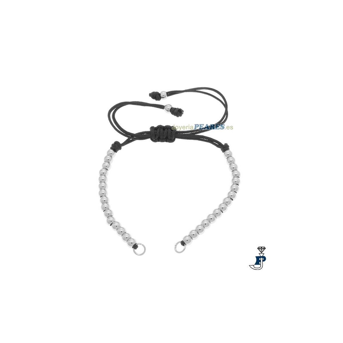 Pulsera macramé Ng y bolitas fabricada en acero. - 183.240004