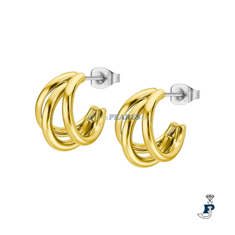 Pendientes de LOTUS STYLE en acero para mujer con un baño de Oro. - LS2423/4/2