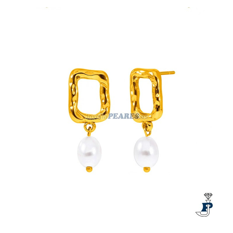 Pendientes  MAREA  en acero con un baño de Oro. - C02801/AB