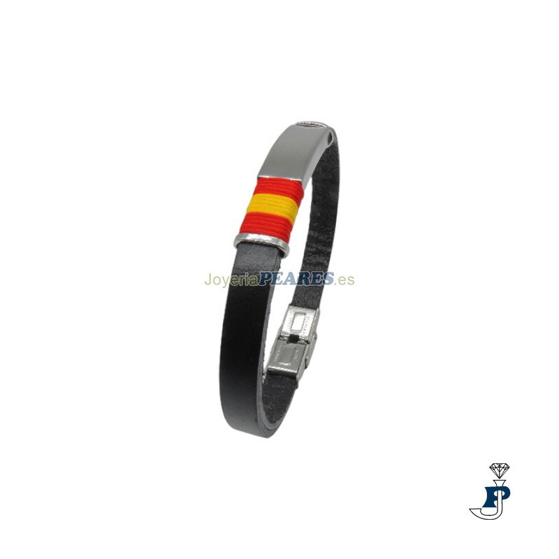 Pulsera  IVOIRE en  cuero,acero y textil. - C3030222/N