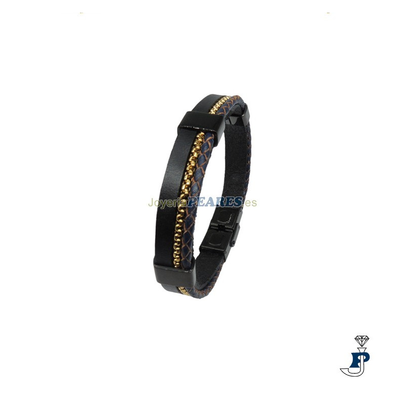 Pulsera IVOIRE con cuero y acero chapado. - C30302419/A
