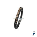 Pulsera  IVOIRE en cuero y acero con un baño de Oro rosa. - C30302187/R