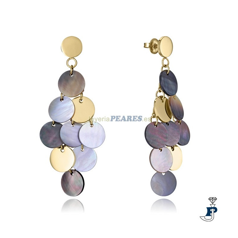 Pendientes de VICEROY FASHION fabricados acero IP dorado y madreperla. - 14182E01012