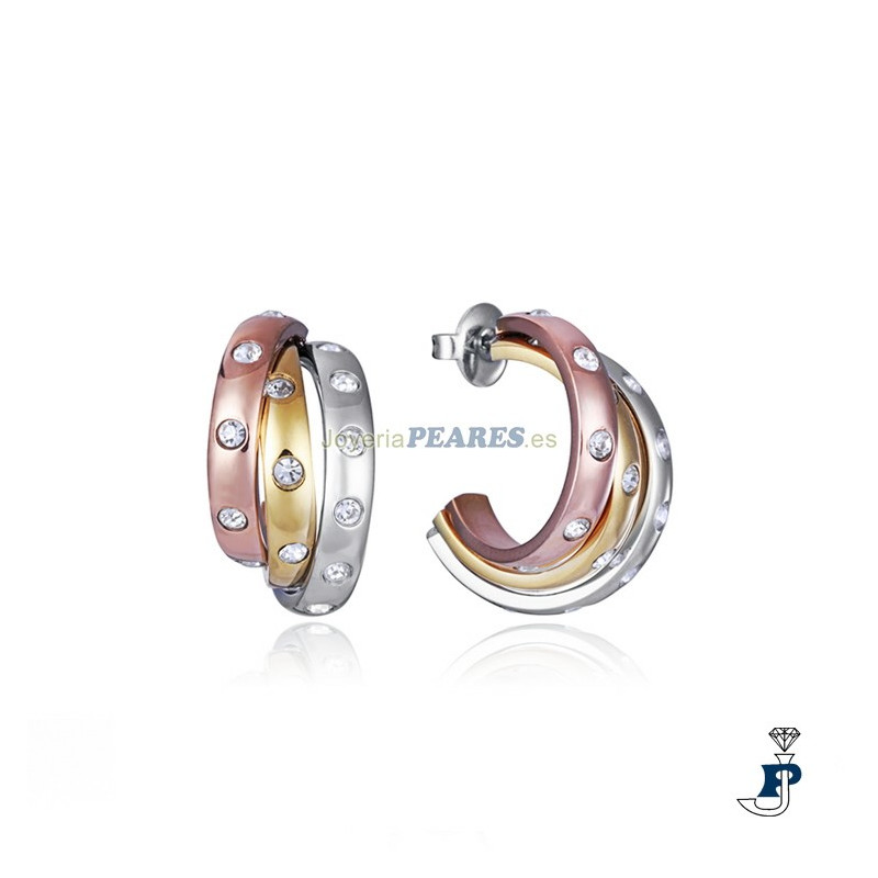 Pendientes tricolor de VICEROY FASHION fabricados en acero. - 14192E01019