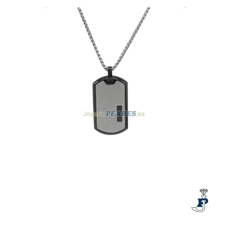 Gargantilla IVOIRE placa militar en acero Ip negro. - C30302207