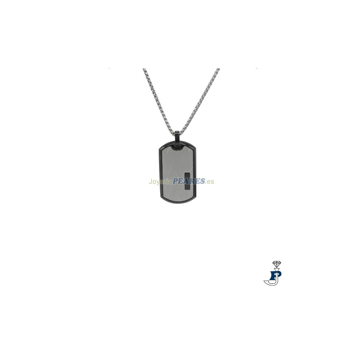 Gargantilla IVOIRE placa militar en acero Ip negro. - C30302207