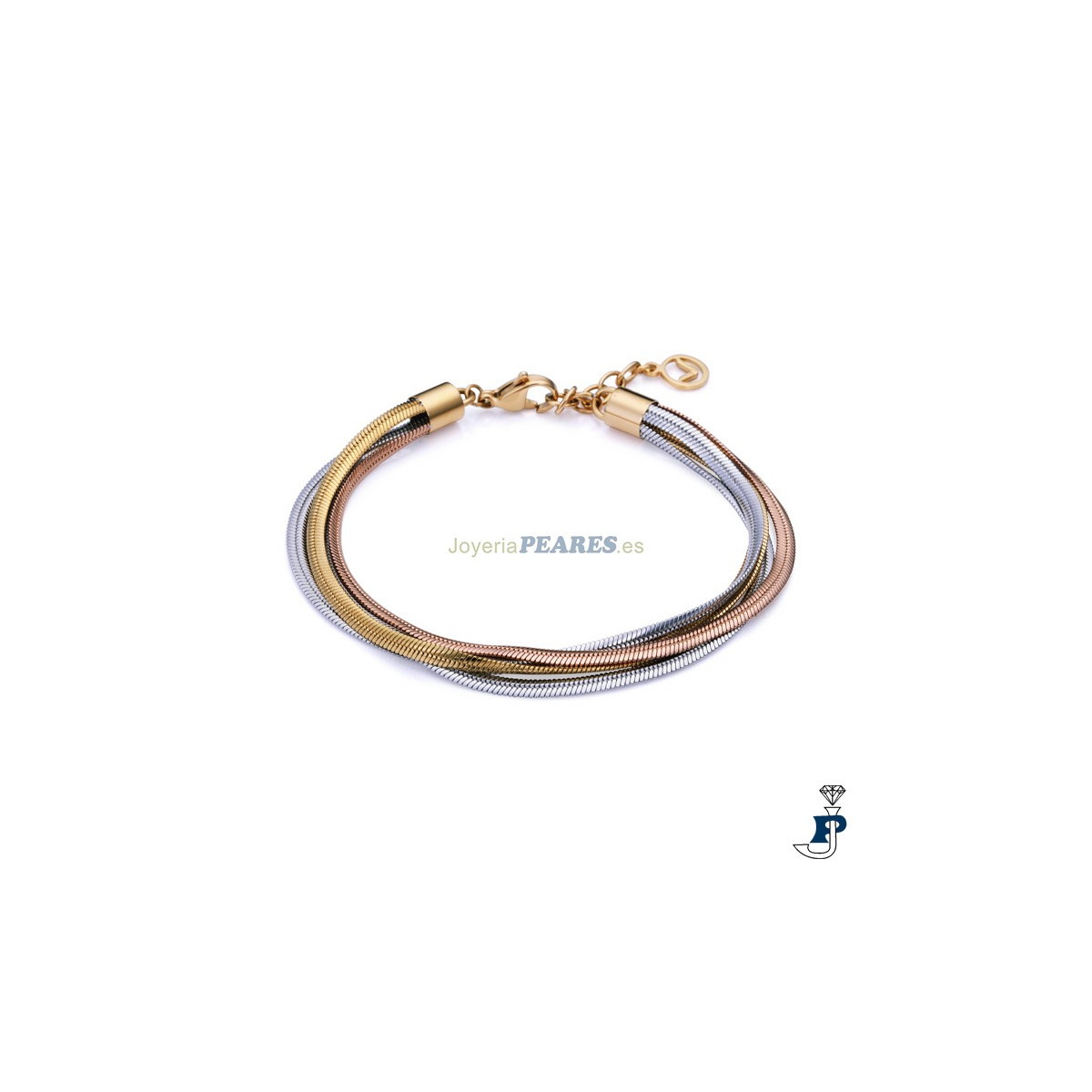 Pulsera tricolor de VICEROY FASHION en acero con un baño de Oro. - 75369P01019