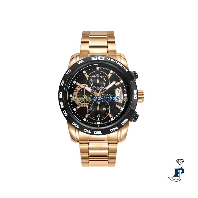 Reloj VICEROY dorado cronógrafo. - 40421-97