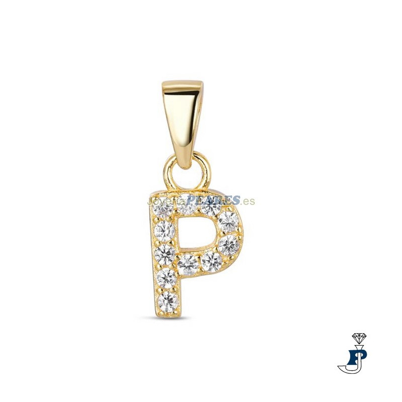 Colgante de PROMOJOYA  inicial (P) en Plata con un baño de Oro. - 162.9117062