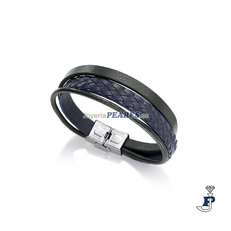 Pulsera VICEROY en piel y acero para hombre. - 75224P01016