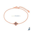 Pulsera con flor, de MAREA fabricada en Plata de 1ª Ley, bañada en oro rosa. - D02803/AU