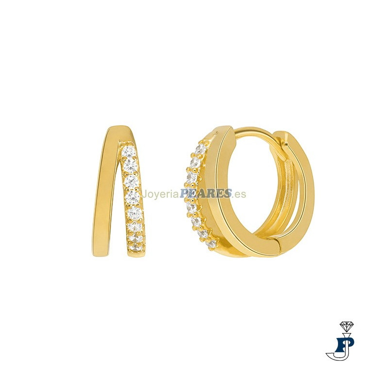Pendientes de MAREA fabricados en Plata de 1ª Ley con baño en oro. - D03801/AR