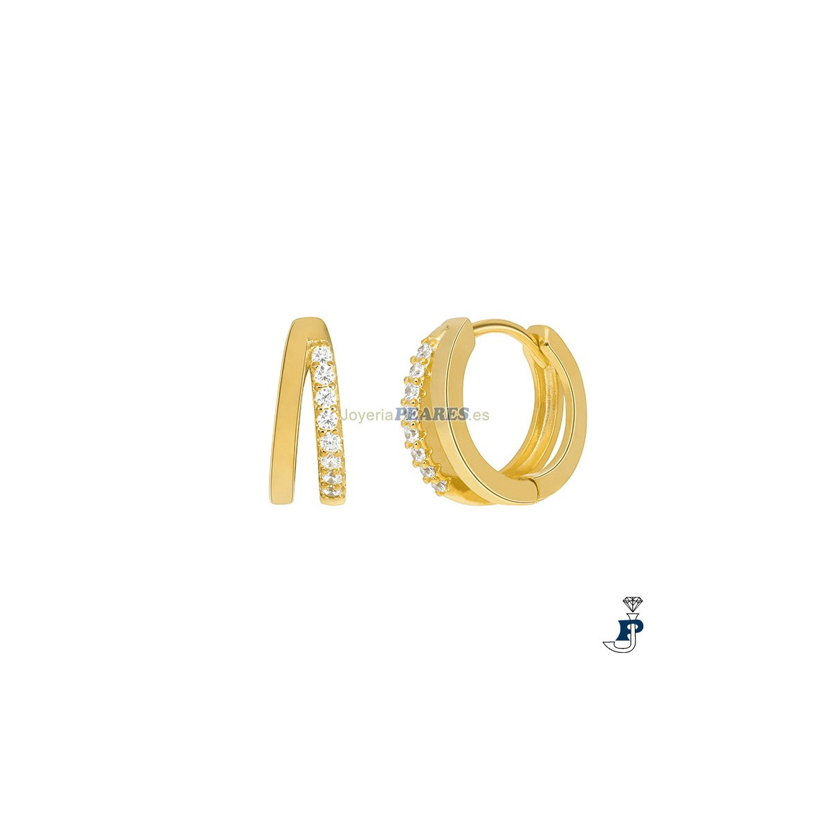 Pendientes de MAREA fabricados en Plata de 1ª Ley con baño en oro. - D03801/AR
