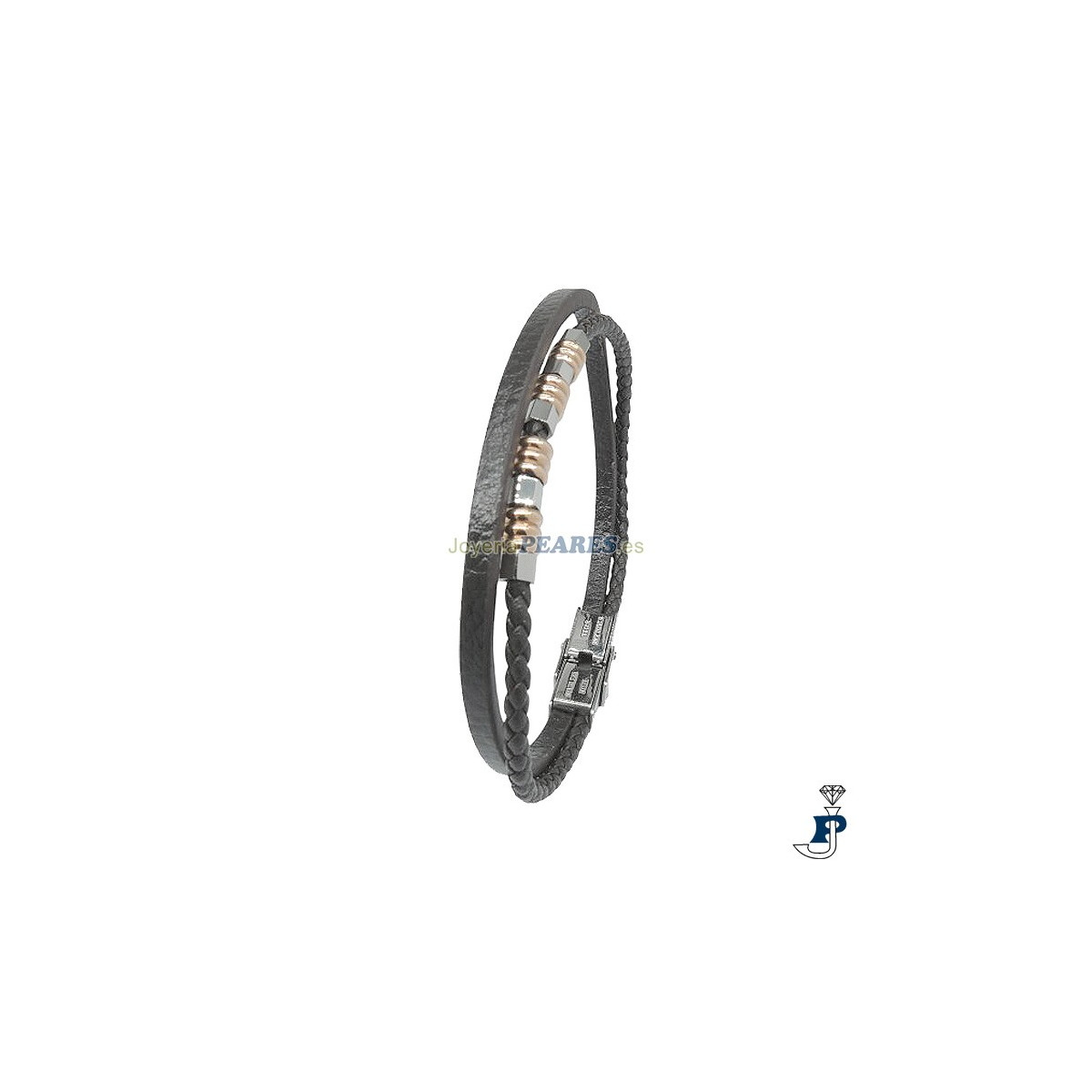 Pulsera  IVOIRE de cuero y acero. - C30302527