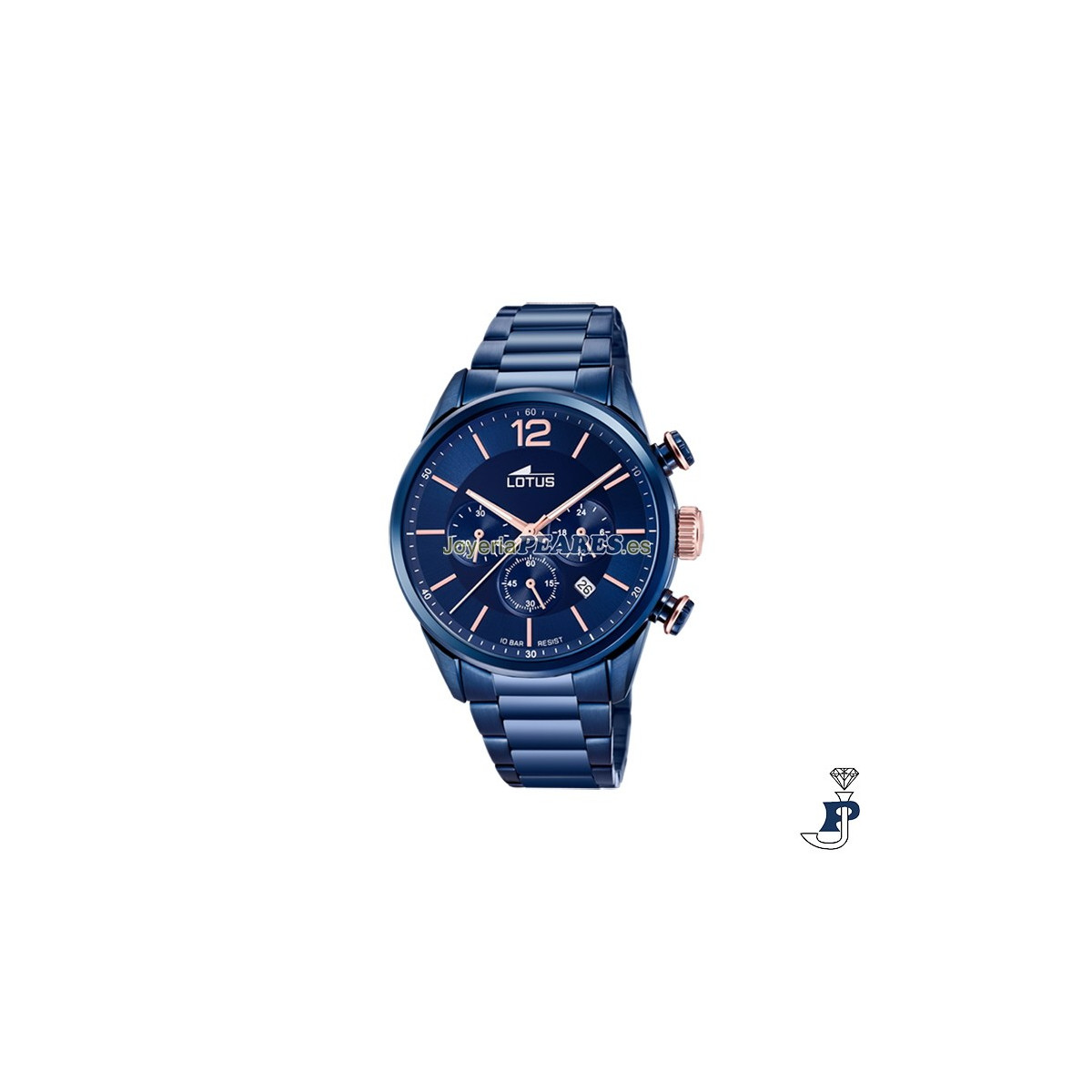 Reloj LOTUS en acero pavonado en azul. - 18680/2