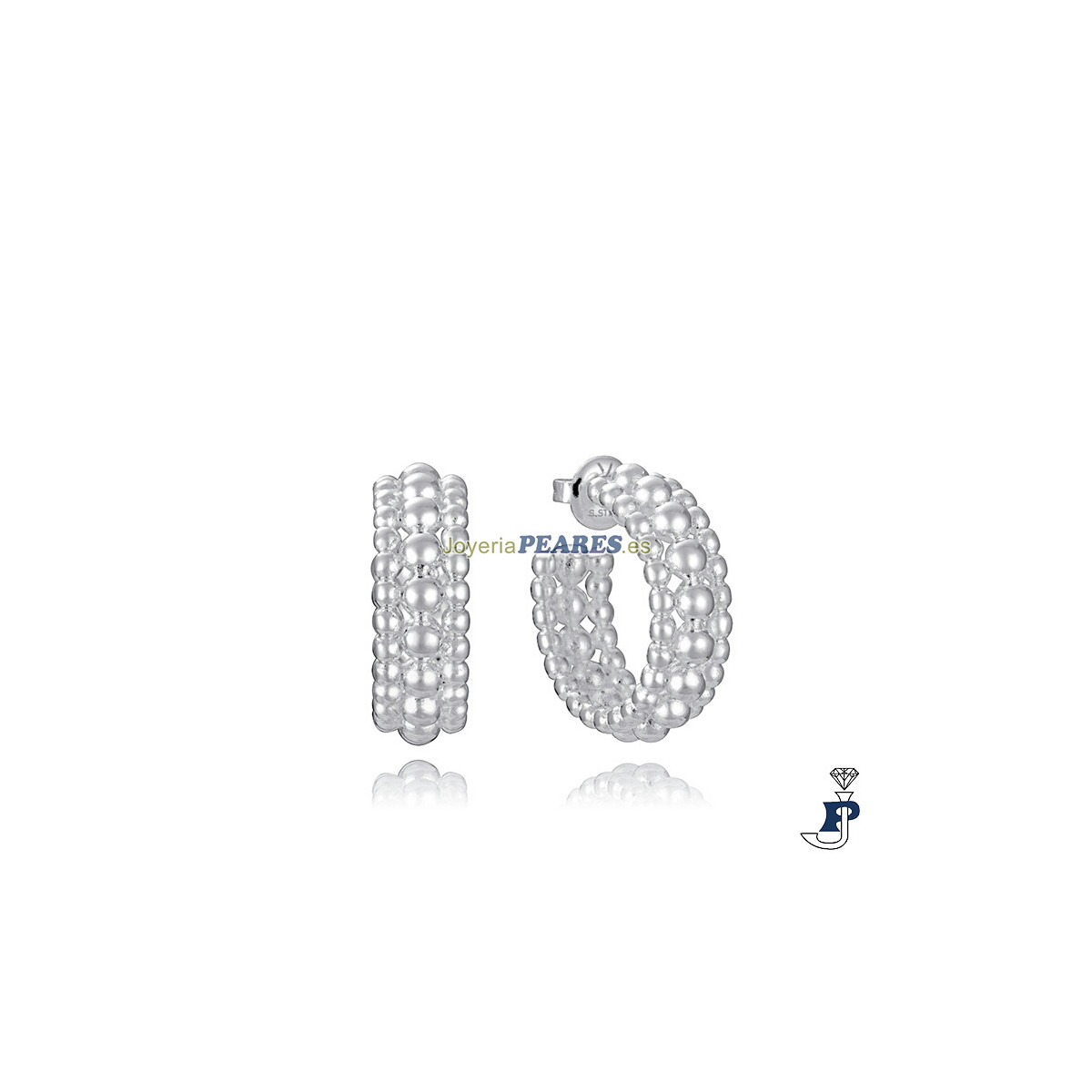 Pendiente acero chapado en plata 999 - 14318E01000