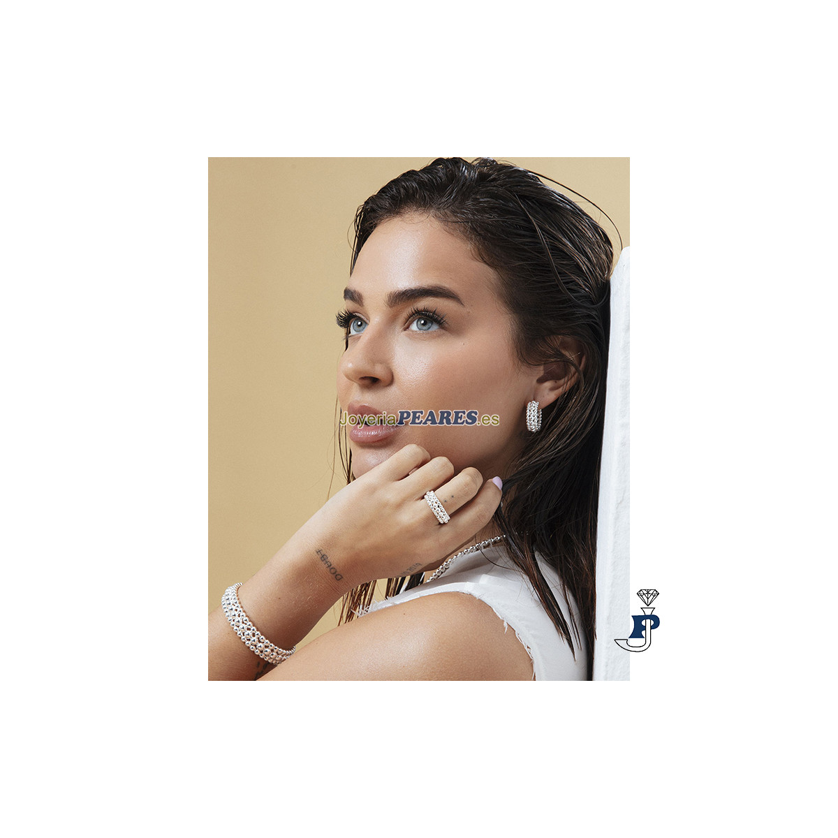 Pendiente acero chapado en plata 999 - 14318E01000