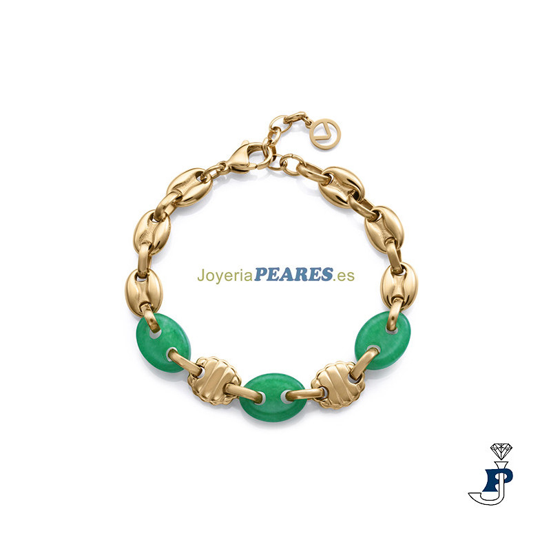 Pulsera de calabrotes y piedras naturales de calcedonia verde - 14274P01016