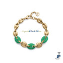 Pulsera de calabrotes y piedras naturales de calcedonia verde - 14274P01016
