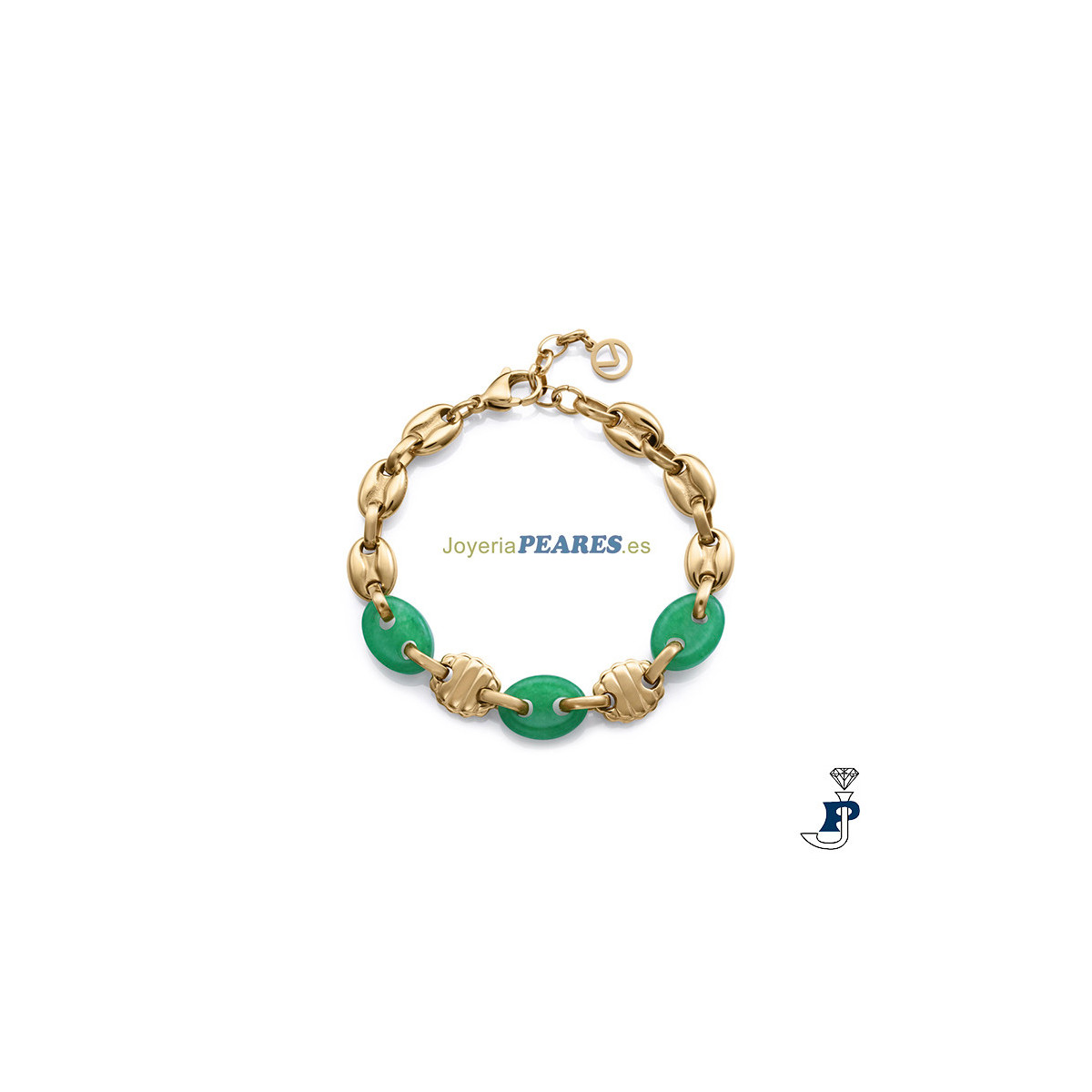 Pulsera de calabrotes y piedras naturales de calcedonia verde - 14274P01016