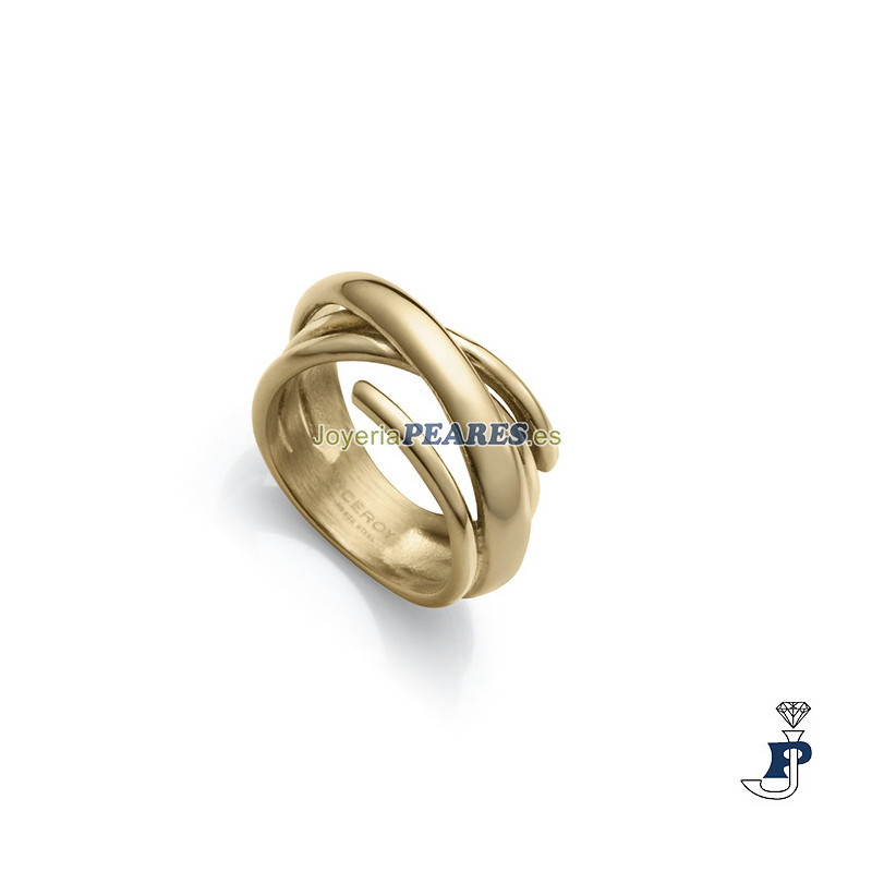 Sortija  de VICEROY fabricada en Acero con Baño de oro. - 14295A01812