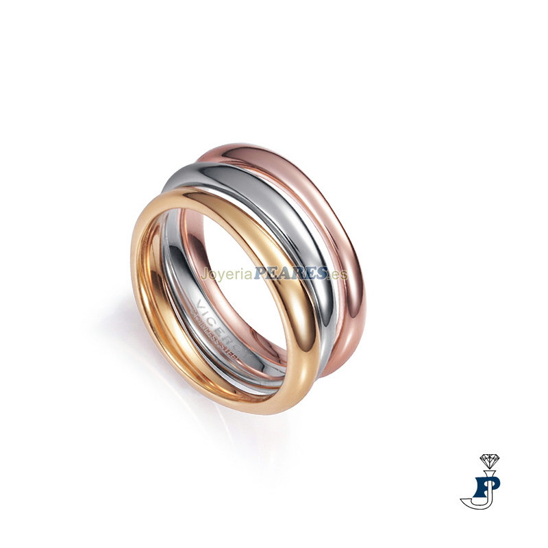 Sortija de VICEROY fabricada en Acero con Baño de oro. - 75288A01619