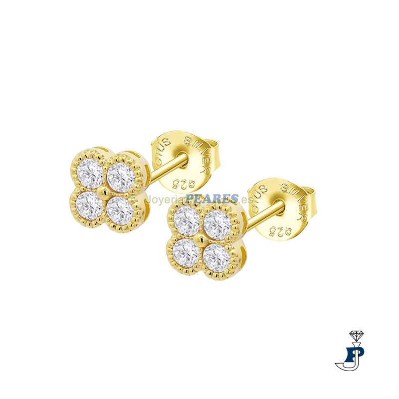 Pendientes LOTUS SILVER fabricados en Plata de 1ª Ley con baño de Oro. - LP1612-4/2