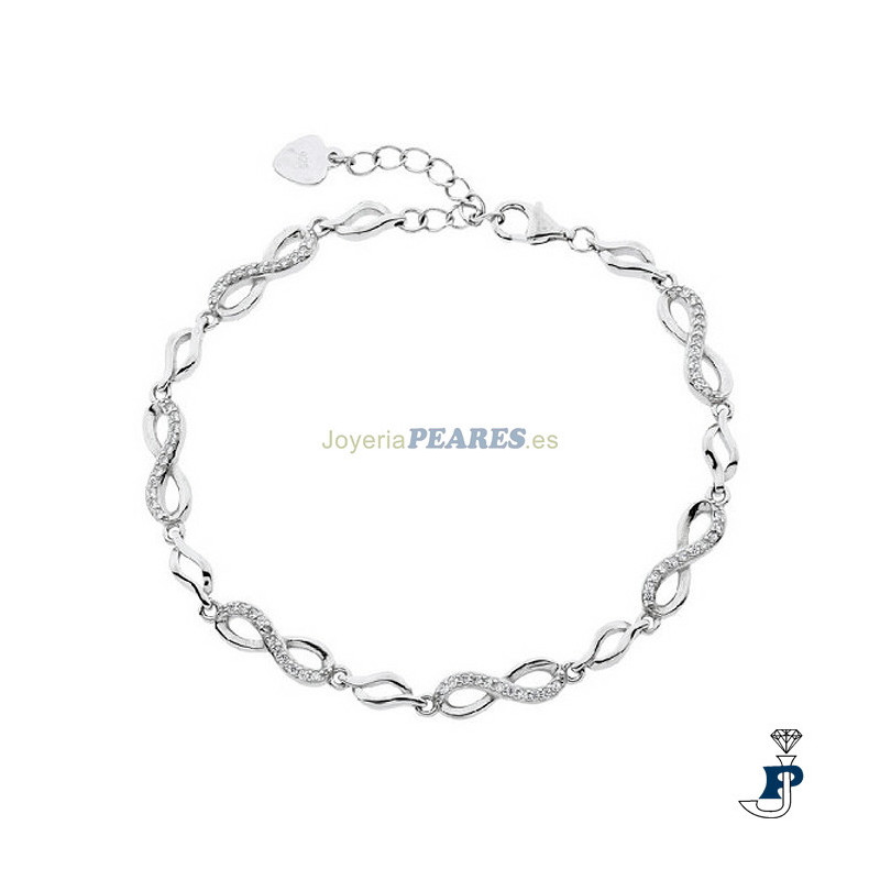 Pulsera de plata de 1ª Ley,  de infinitos con circonitas - 185.141041