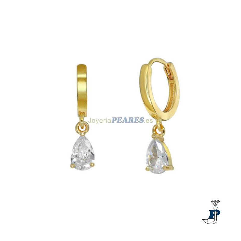 Pendientes plata 1ª ley chapados, colgante de circonita. - 185.135019A