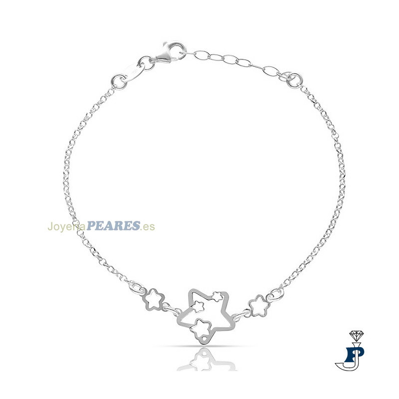 Pulsera con estrellitas, en Plata de 1ª (925 mls). - 177.AG9003