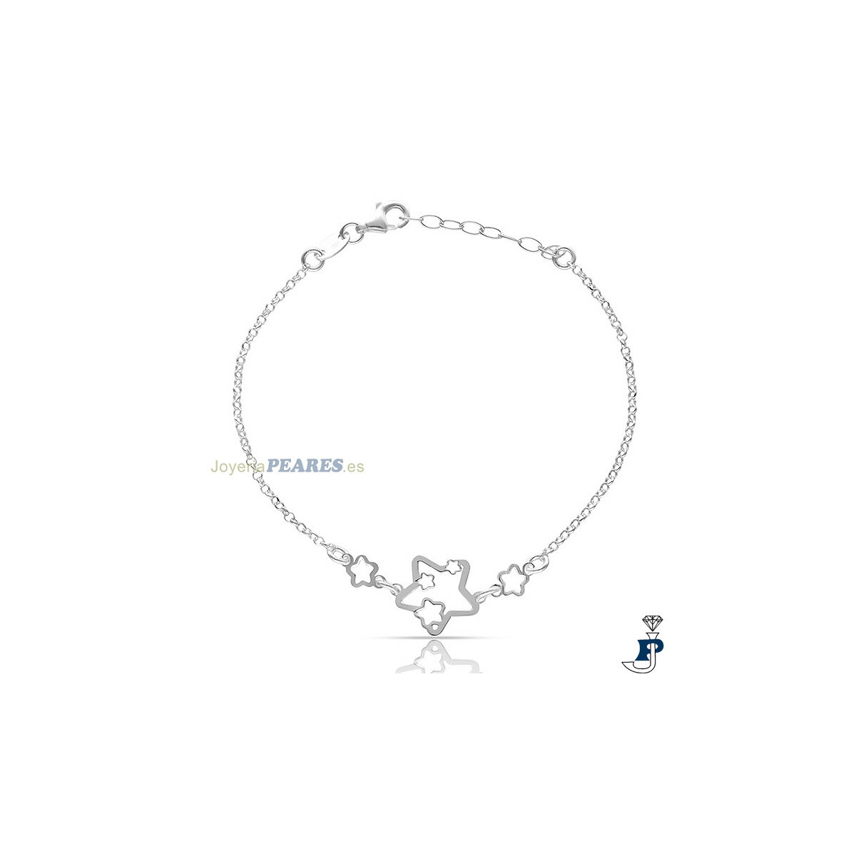Pulsera con estrellitas, en Plata de 1ª (925 mls). - 177.AG9003
