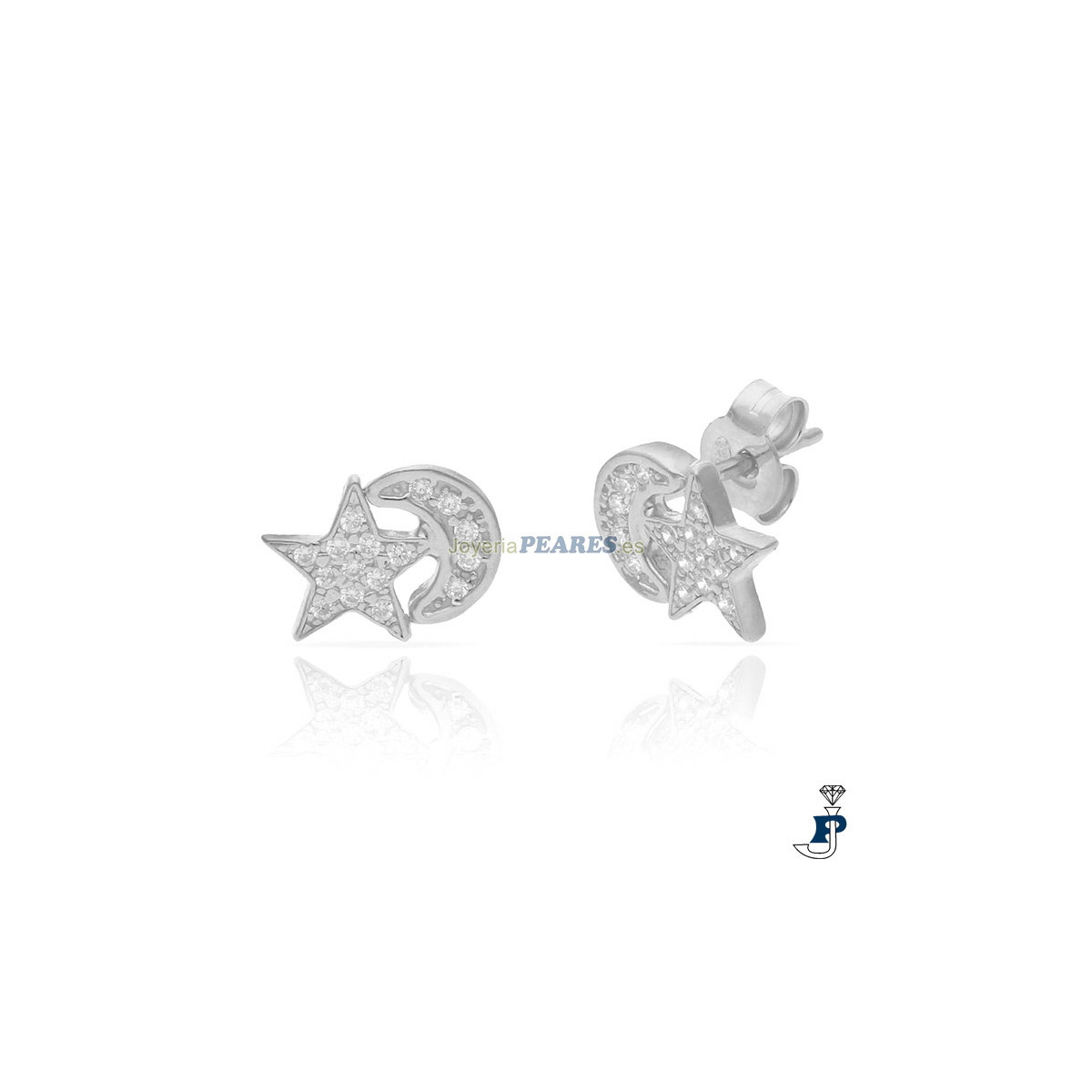Pendientes estrellas y luna en Plata de 1ª Ley. - 117.AG1746