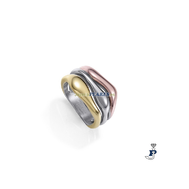 Sortija  de acero tricolor de VICEROY. - 14325A01812