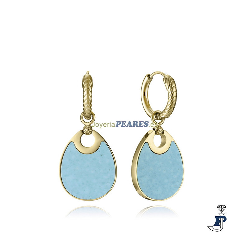 Pendiente de acero IP dorado con colgantes de madre perla. - 15190E01012