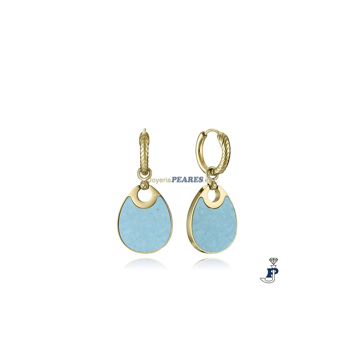 Pendiente de acero IP dorado con colgantes de madre perla. - 15190E01012 Pendiente de acero IP dorado con colgantes de madre perla. - 15190E01012