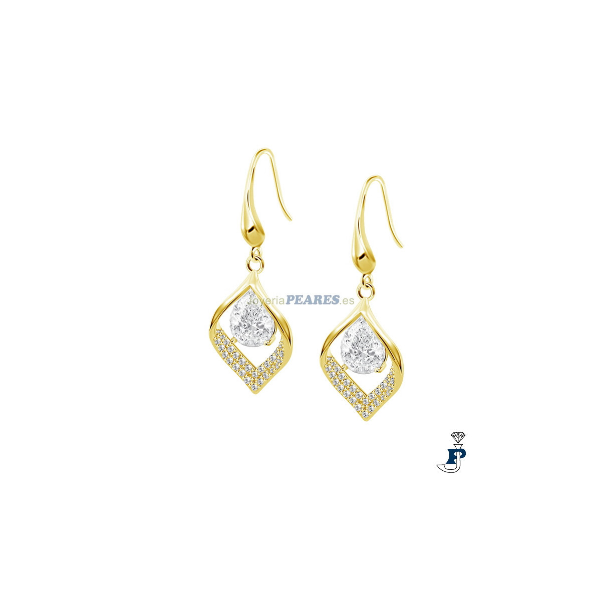 Pendientes LOTUS SILVER en plata de ley 925ml chapados en oro - LP3711-4/5