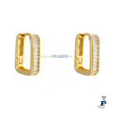Pendientes cuadrados de plata chapada con piedras. - 8.P12770