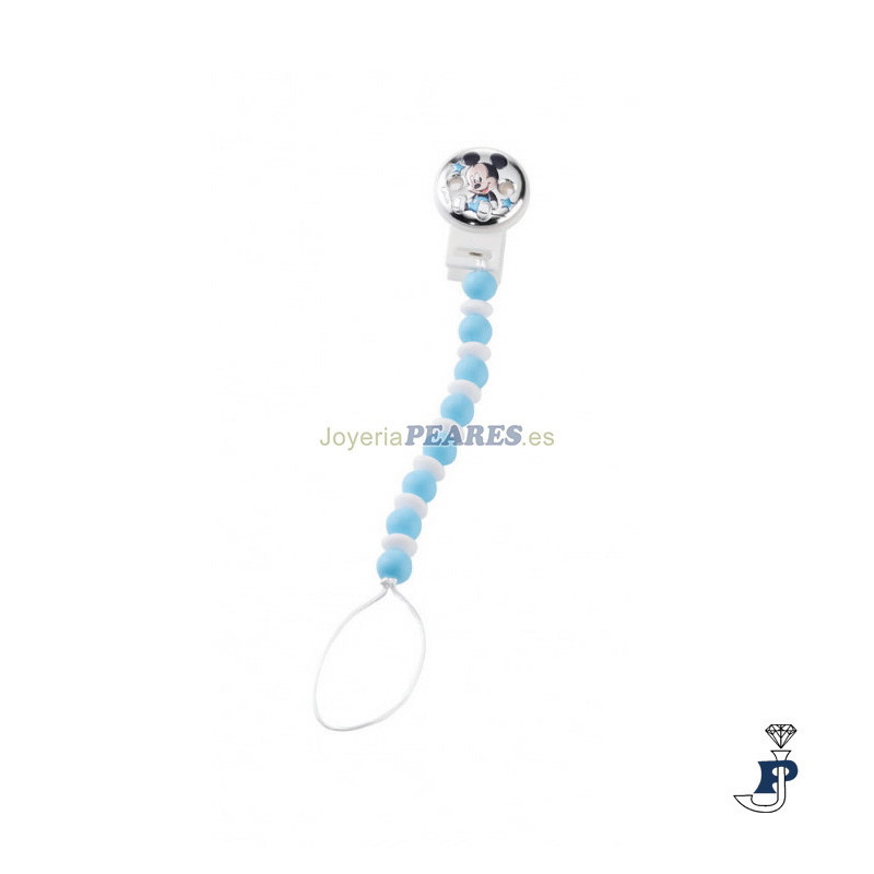 Chupetero de Mickey Mouse esmaltado en azul y blanco - 188.D366C