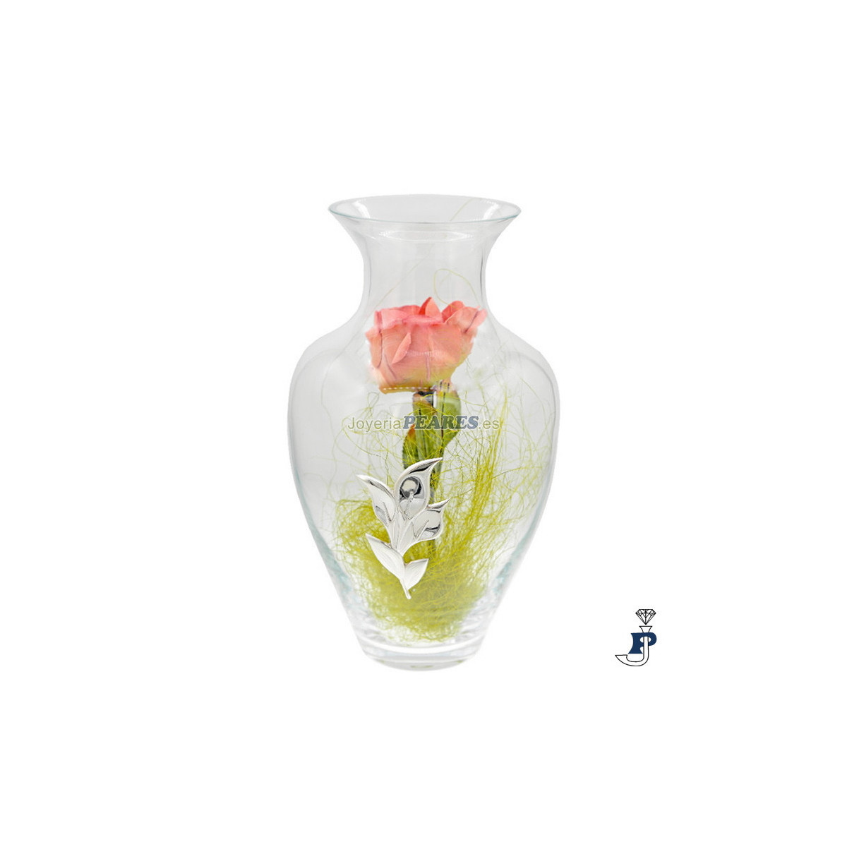 Florero de cristral con flores. - 188.GA3229