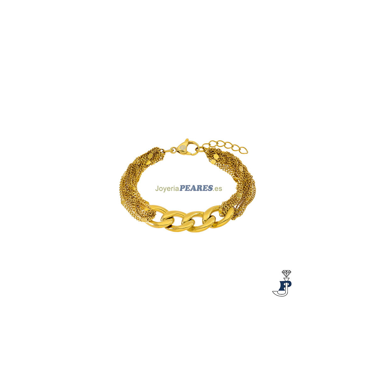 Pulsera fabricada en acero de Marea con un baño de Oro de 1ª Ley. - C03103/AM