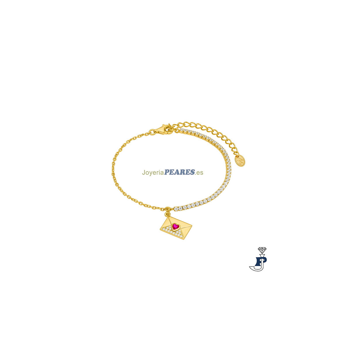 Pulsera con corazón, de MAREA fabricados en Plata de 1ª Ley, bañados en Oro de 18k. - D02903/AO