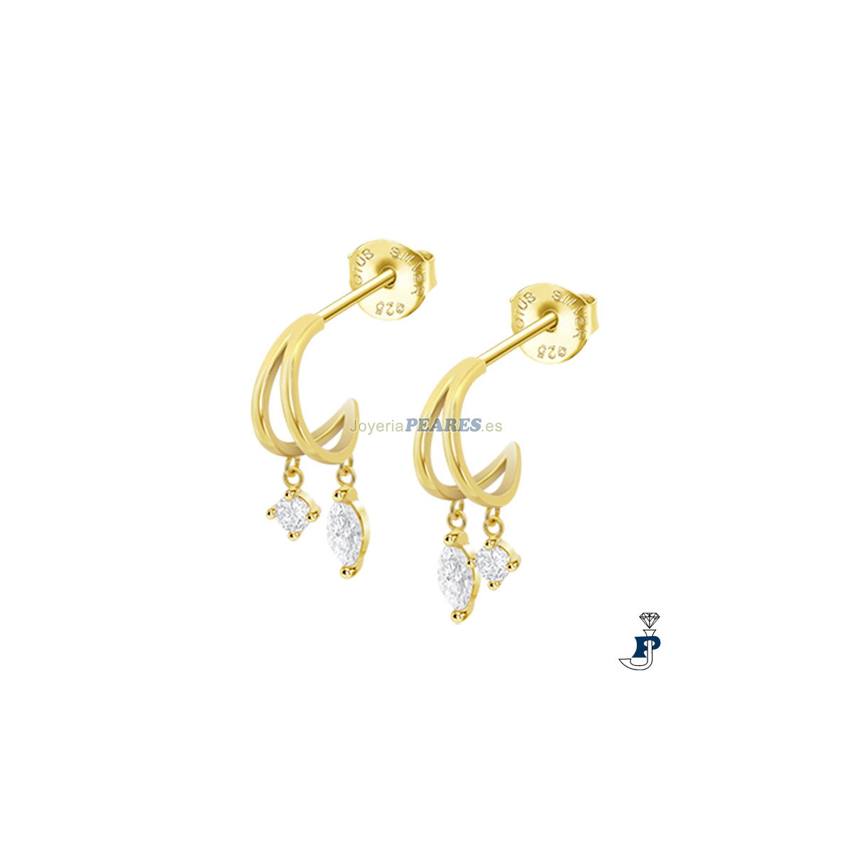Pendientes fabricados en Plata con un baño de Oro de Lotus. - LP3935-4/2