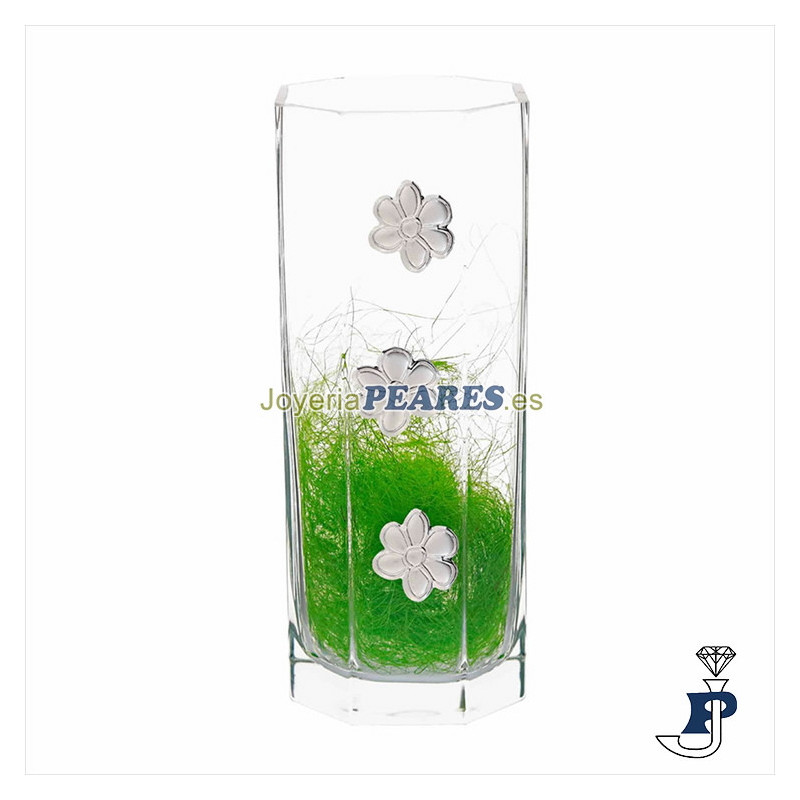 Florero de cristral de bohemia con flores. - 188.GA3272