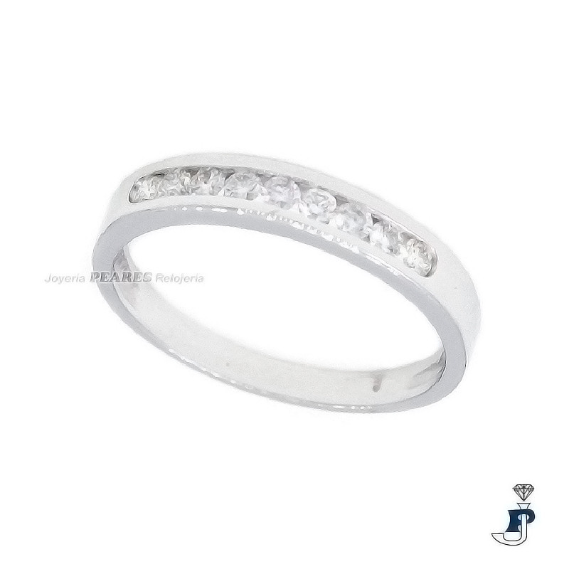 Sortija en Oro Blanco de 1ª Ley con  9 Diamantes. - 103.A-5/020
