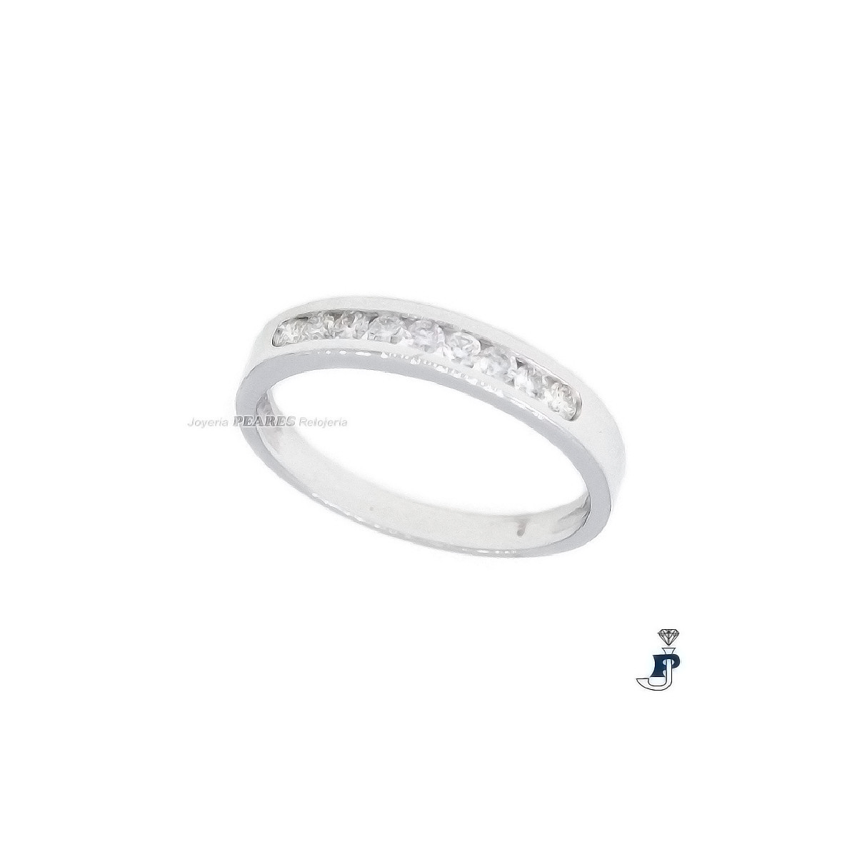 Sortija en Oro Blanco de 1ª Ley con  9 Diamantes. - 103.A-5/020