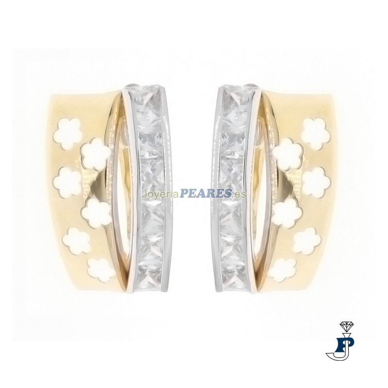 Pendientes bicolor fabricados en Oro de 1ª Ley. - 154.Z231/CC
